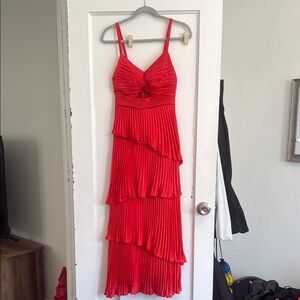 Abercrombie & Fitch Red Pleated Tiered Dress Size: XS